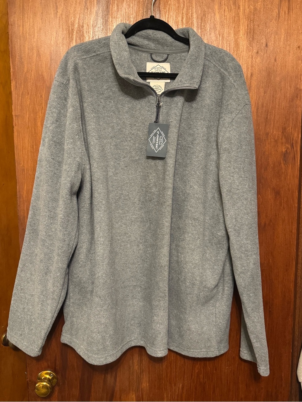 St. John’s Bay Men’s Grey Quarter Zip Fleece Pullover Sweatshirt Size XXL